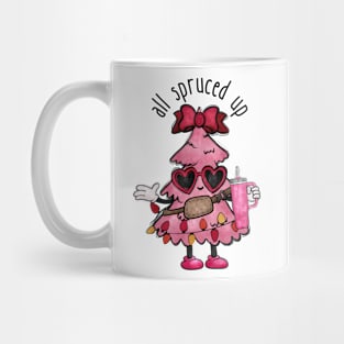 All Spruced Up Pink Christmas Tree Stanley Tumbler Cup Funny Mug